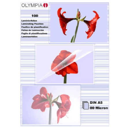 Olympia Ζελατίνες, Φύλλα Πλαστικοποίησης Α5 80mic. 100τμχ